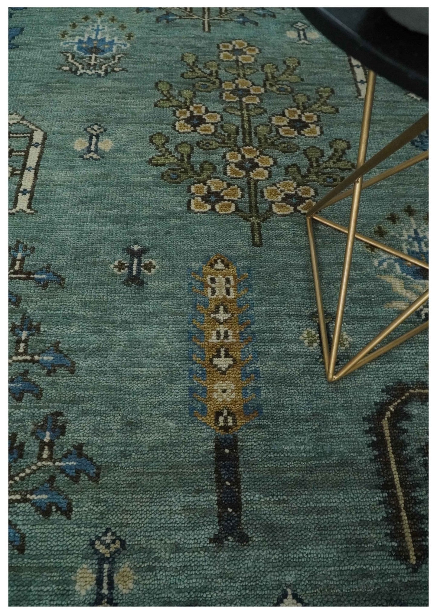 Tree of Life Green Traditional Hand Knotted Turkish Design Multi Size Wool Area Rug