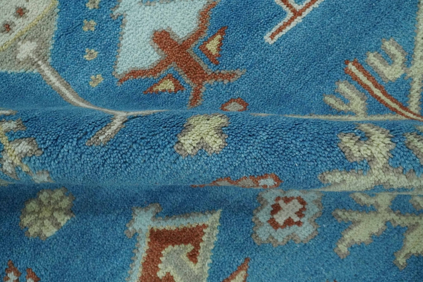 Tree of life Traditional Floral Blue, Ivory and Brown Hand Knotted Custom Made Wool Area Rug
