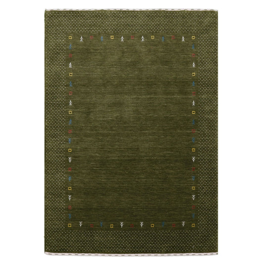 Tribal Border Design Hand Loomed Wool Area Rug
