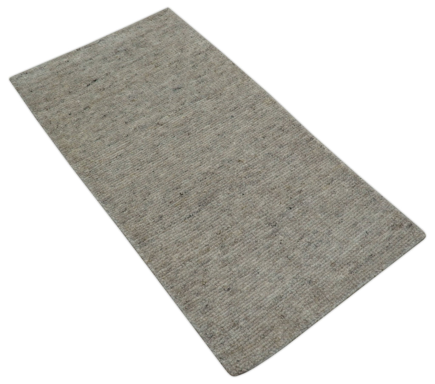 Tulu Modern Solid Beige Hand Knotted Wool Area Rug