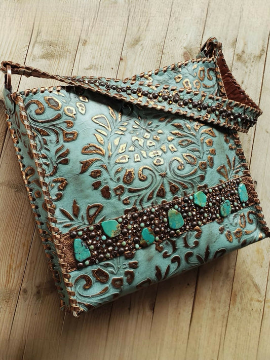 Kurtmen Turquoise Galaxy Medium Tote Bag