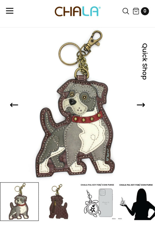Anytime Crystals Chala Handbags Fob/Coin Purse - Pit Bull