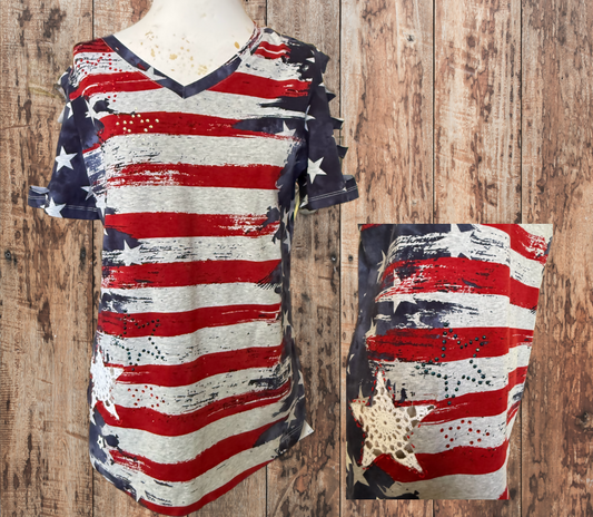 Patriotic Upcycled T-shirt, Small