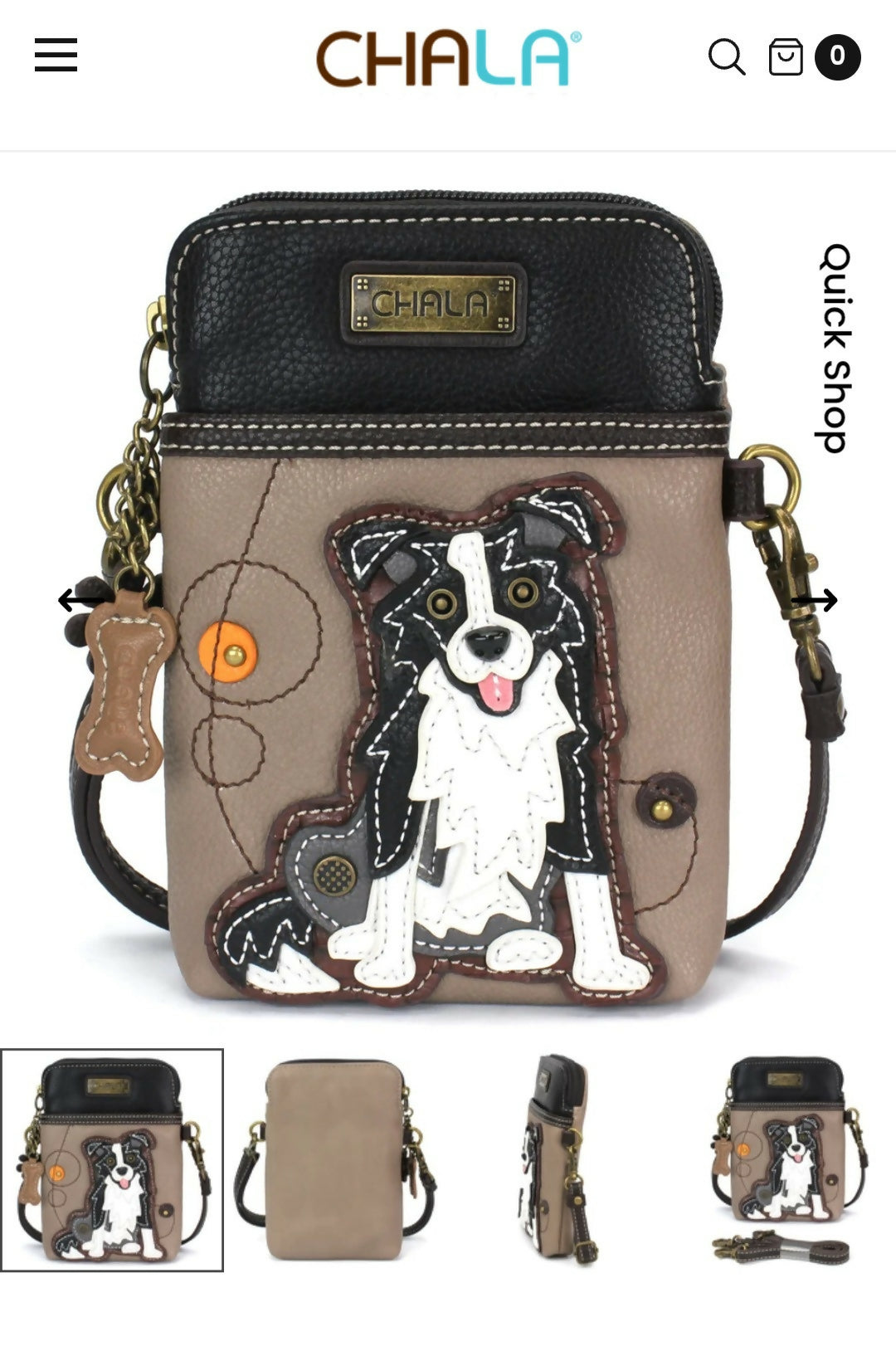 Anytime Crystals Chala Handbags Cellphone Xbody - Border Collie