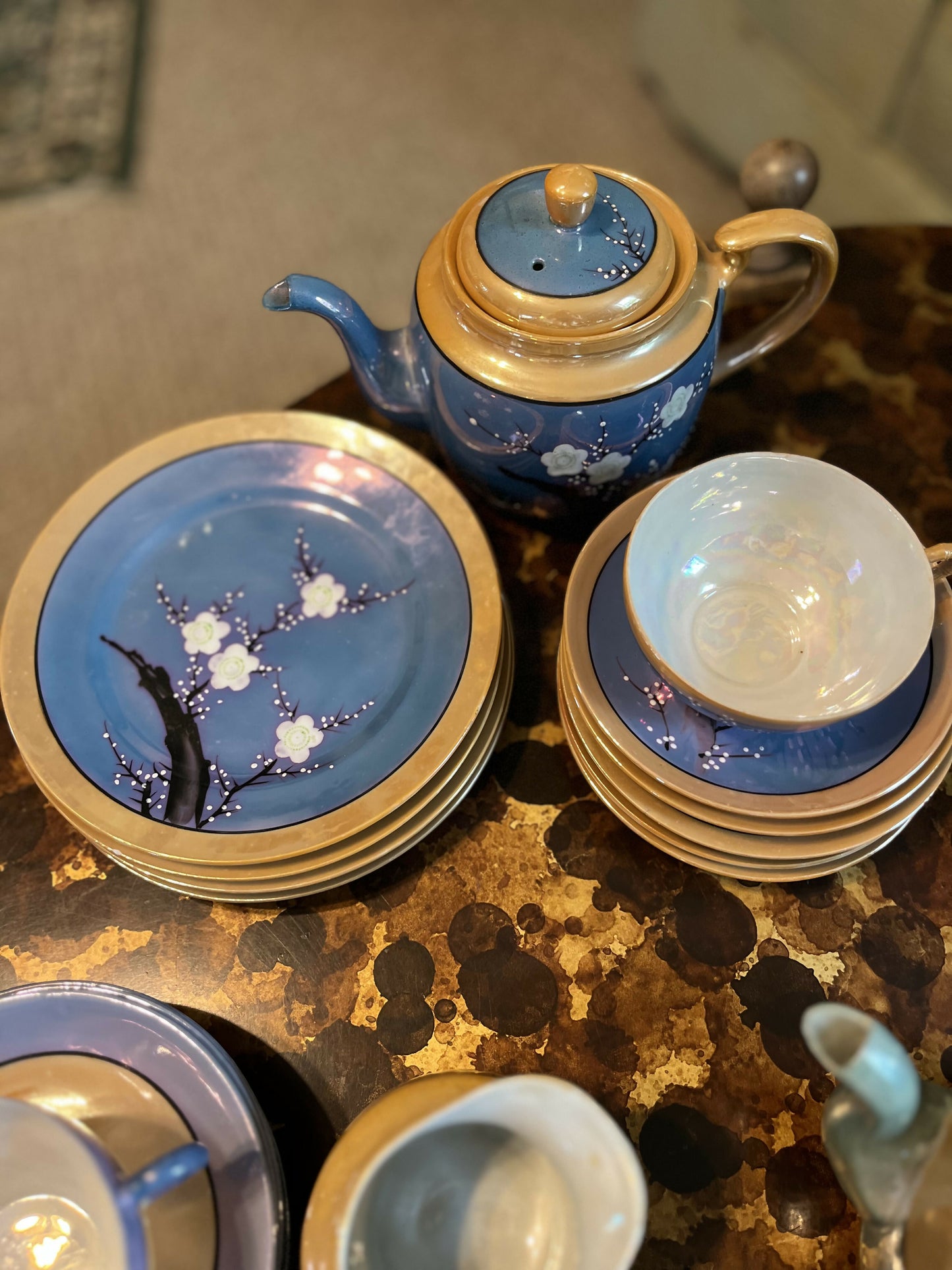 Japanese painted white blossoms on branches