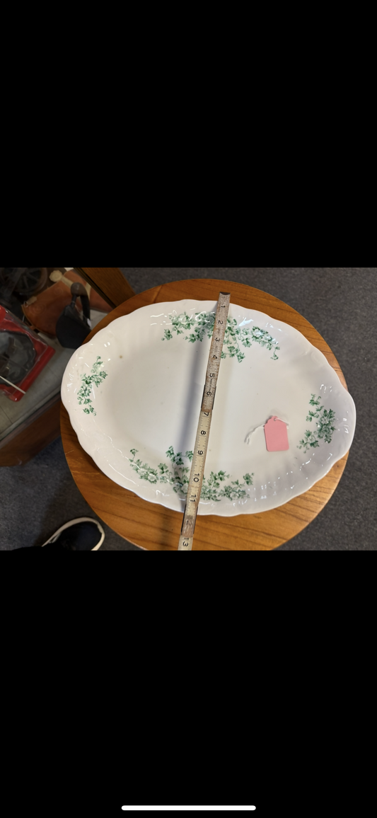 White and green platter