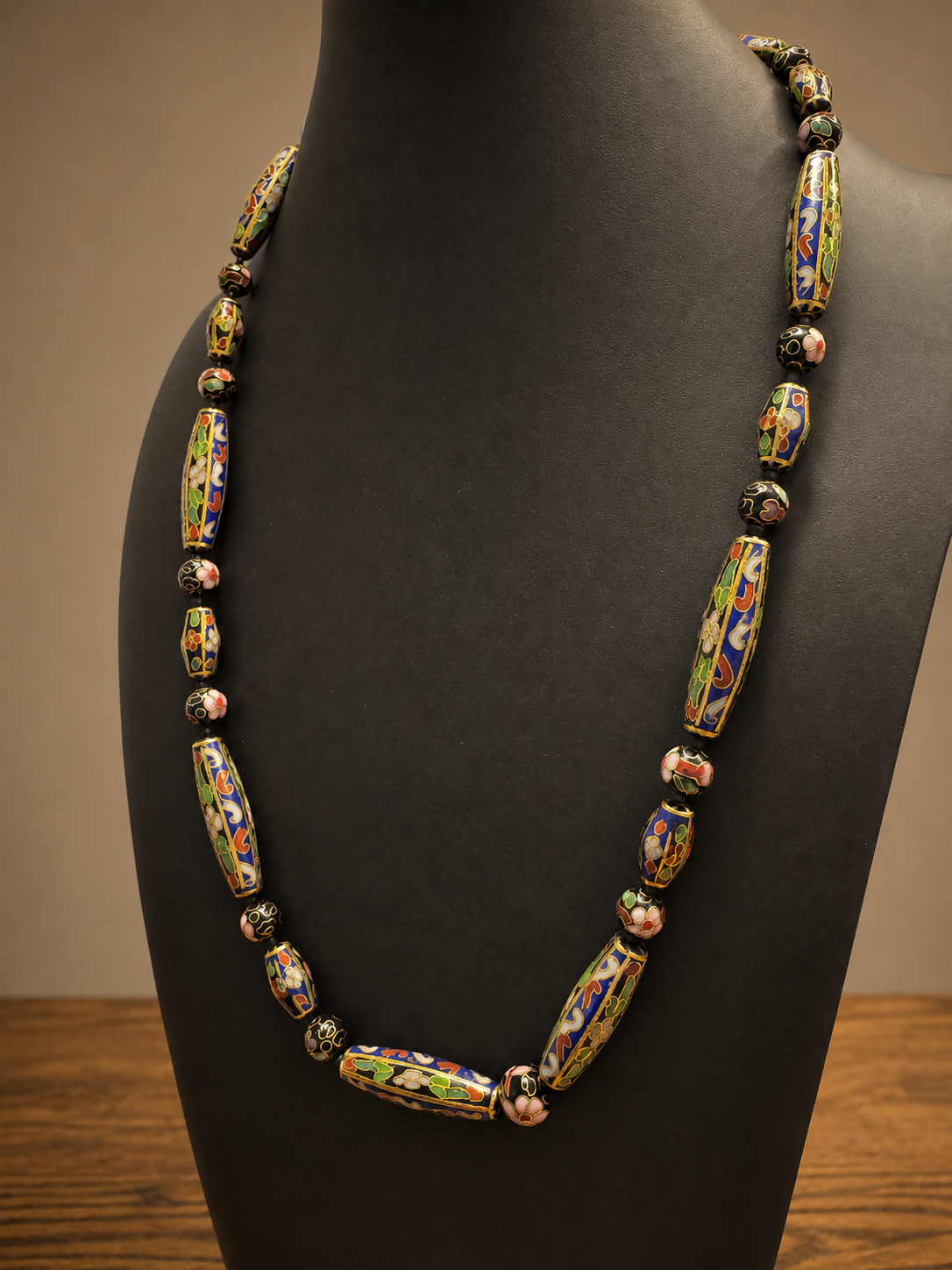 Vintage Chinese Cloisonné Enamel Bead Necklace