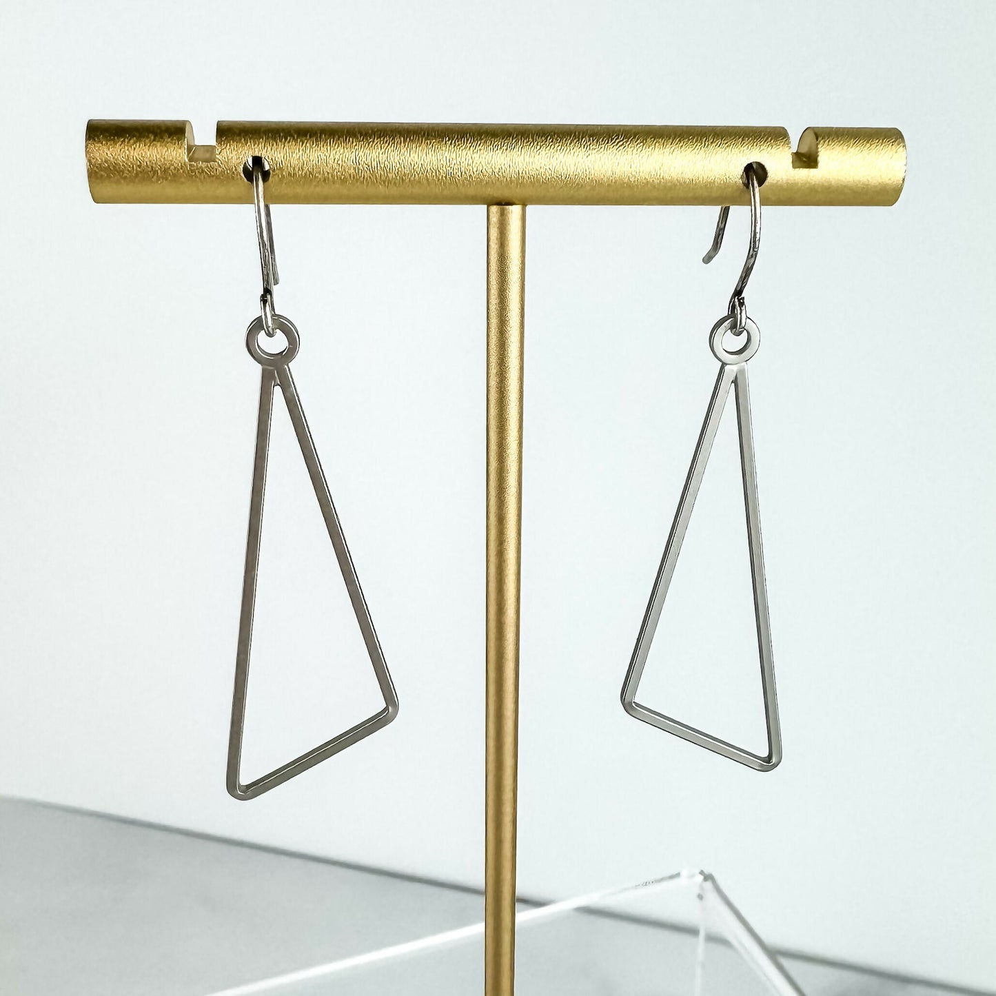 Gold or Silver Triangle Dangle Earrings