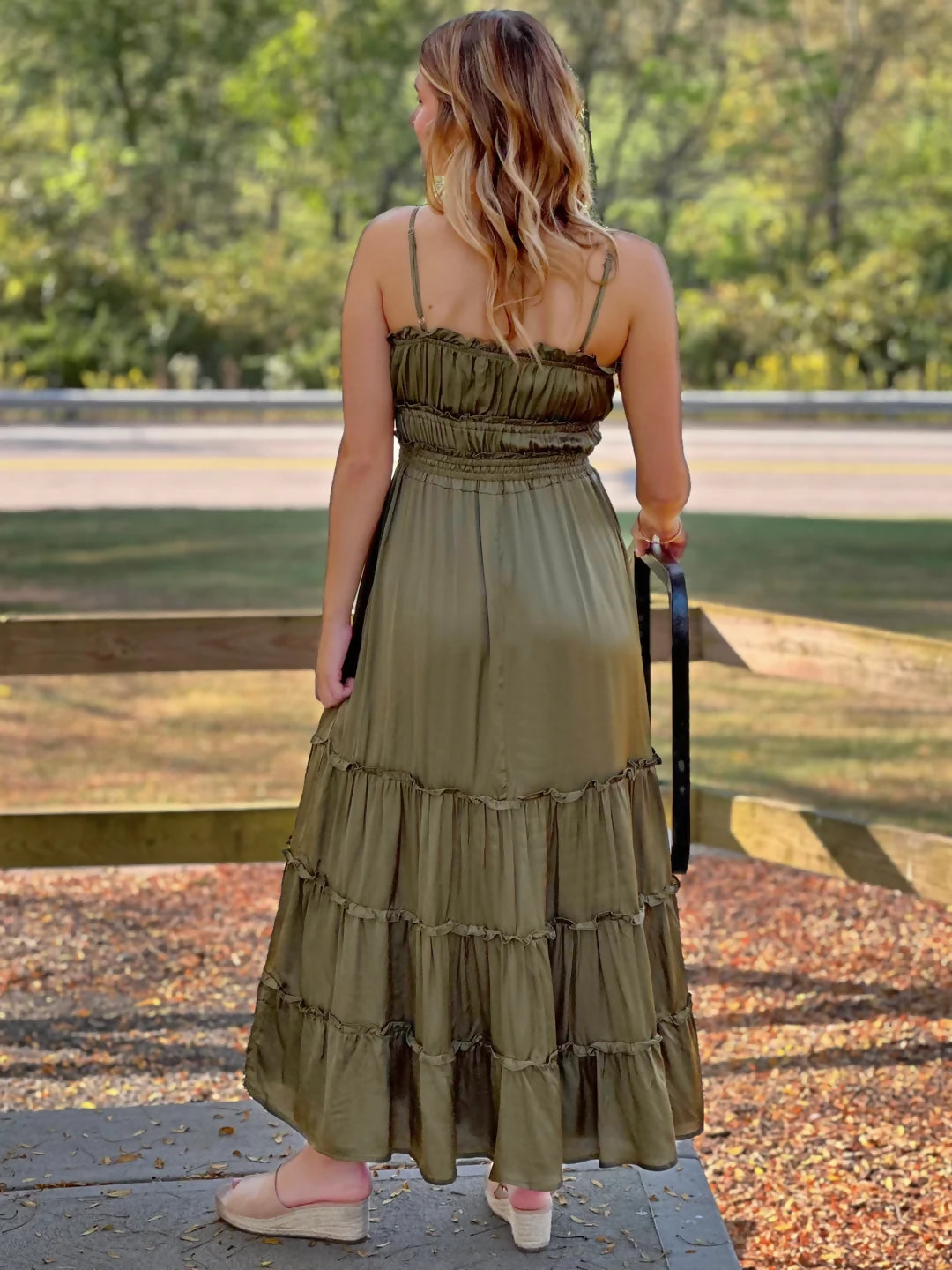 Satin Touch Tiered Maxi Dress