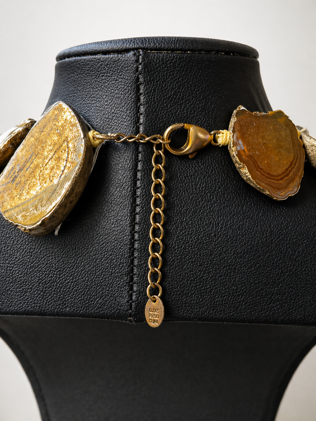 Lucas Lameth Gold-plated/vermeil over Agate Slice Sterling clasp statement necklace