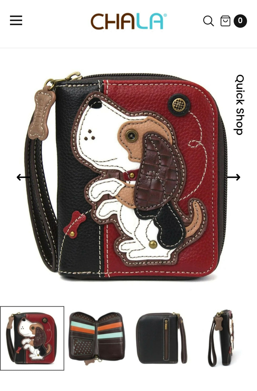 Anytime Crystals Chala Handbags Zip Around Wallet - Dog Gen