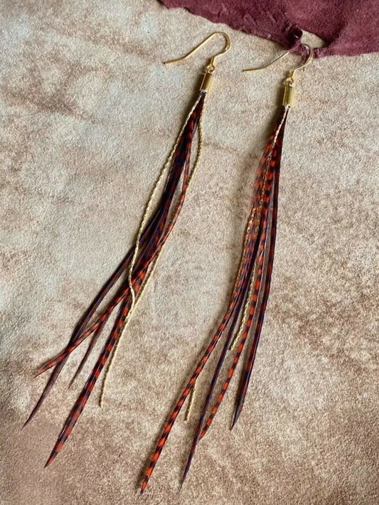 Auburn Grizzly & Brown Grizzly/Gold Earrings
