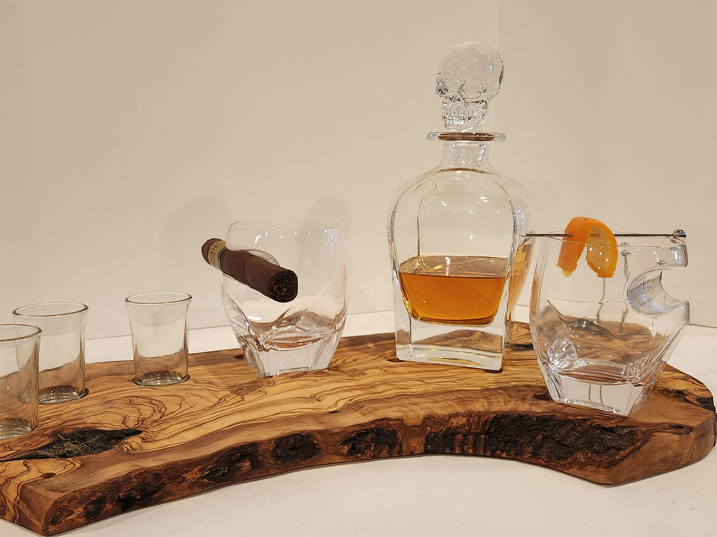 Char-Shooterie board and Decanter