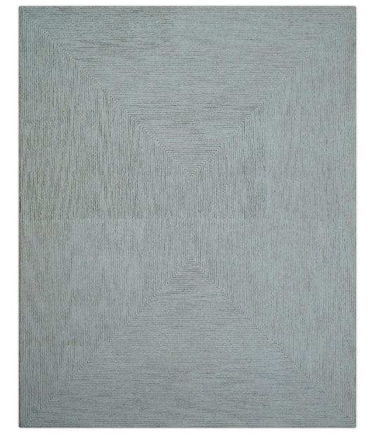 Zoha Custom Made Modern Style White And Beige Wool Rug